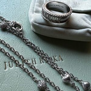 Judith Ripka bungle. Necklace and ring. Ring is size 9.5 wide band.